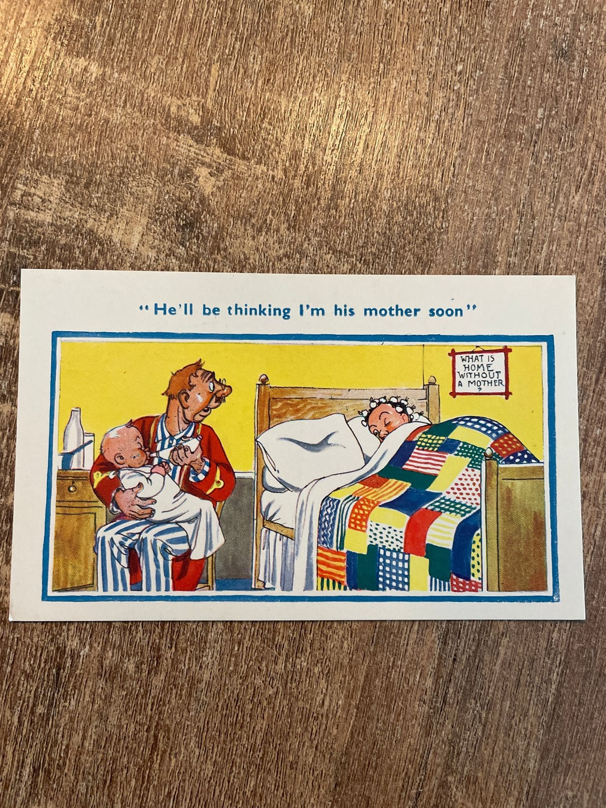 Vintage Humoristische Ansichtkaart: "He'll be thinking I'm h, Ophalen of Verzenden, 1940 tot 1960, Ongelopen, Overige thema's