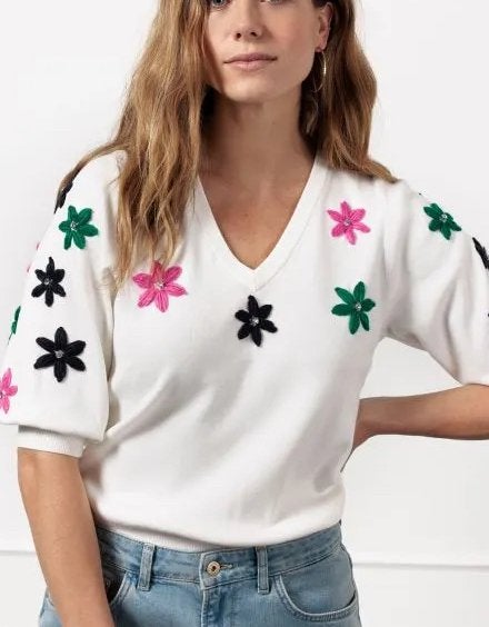 Studio anneloes lentje flower pullover XL offwhite, Verzenden, Wit, Maat 46/48 (XL) of groter, Zo goed als nieuw