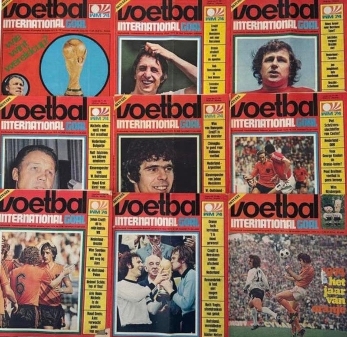 Voetbal International (VI) uit 1974 - alle 9 WK 1974 nummers, Ophalen of Verzenden, Gelezen