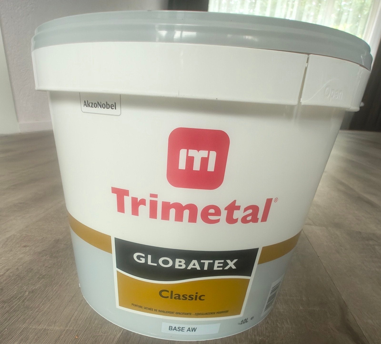 Trimetal Globatex  Muurverf Zijdeglans 10LOngeopend.  9010, Ophalen, 5 tot 10 liter, Wit, Nieuw