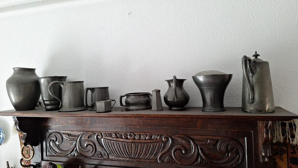 Antiek Tin Servies en Decoratie Set, Antiek en Kunst, Antiek | Tin, Ophalen