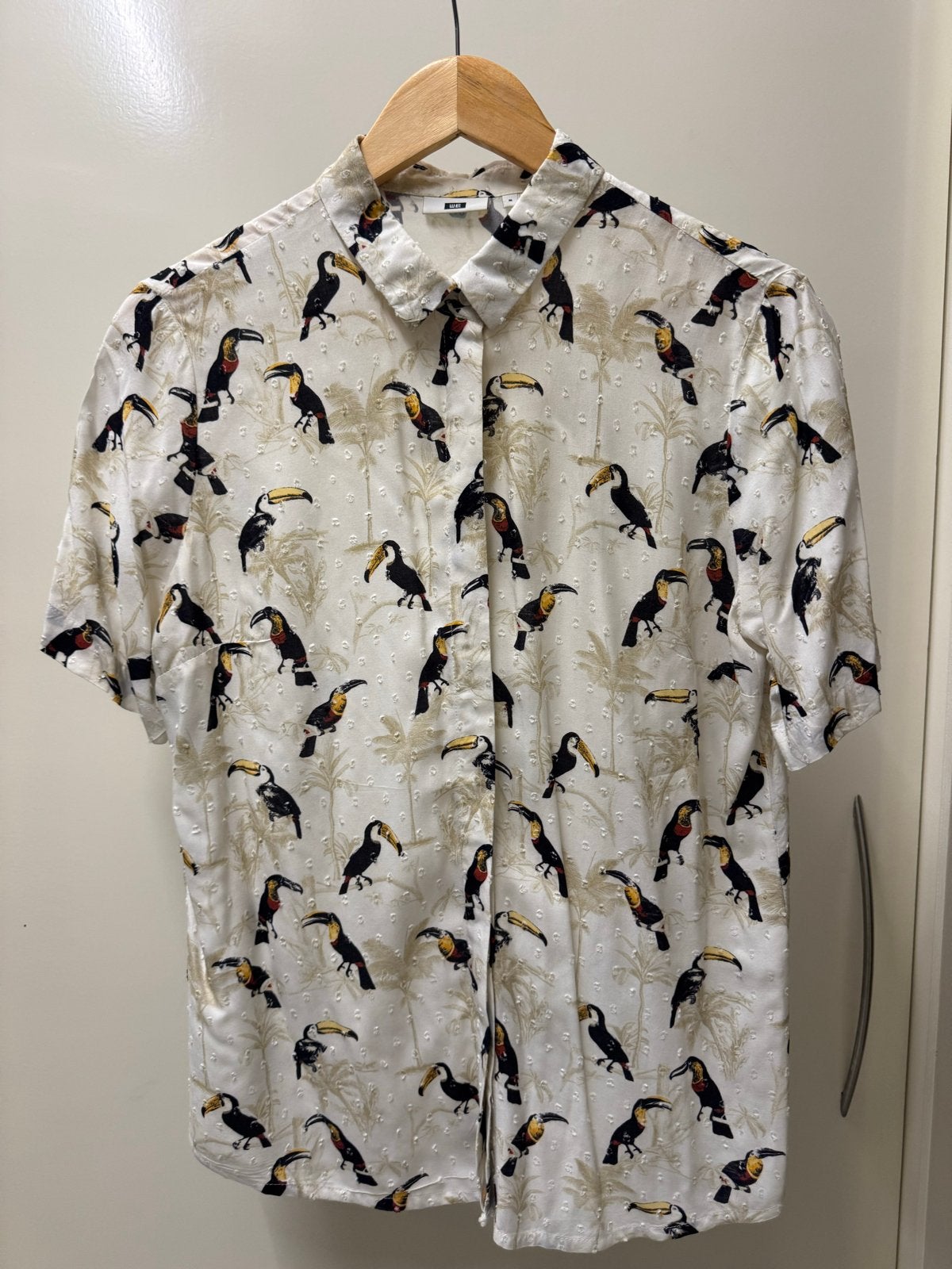WE Blouse met toekan patroon - Maat M, Kleding | Dames, Ophalen of Verzenden, Gedragen, Maat 38/40 (M), Wit