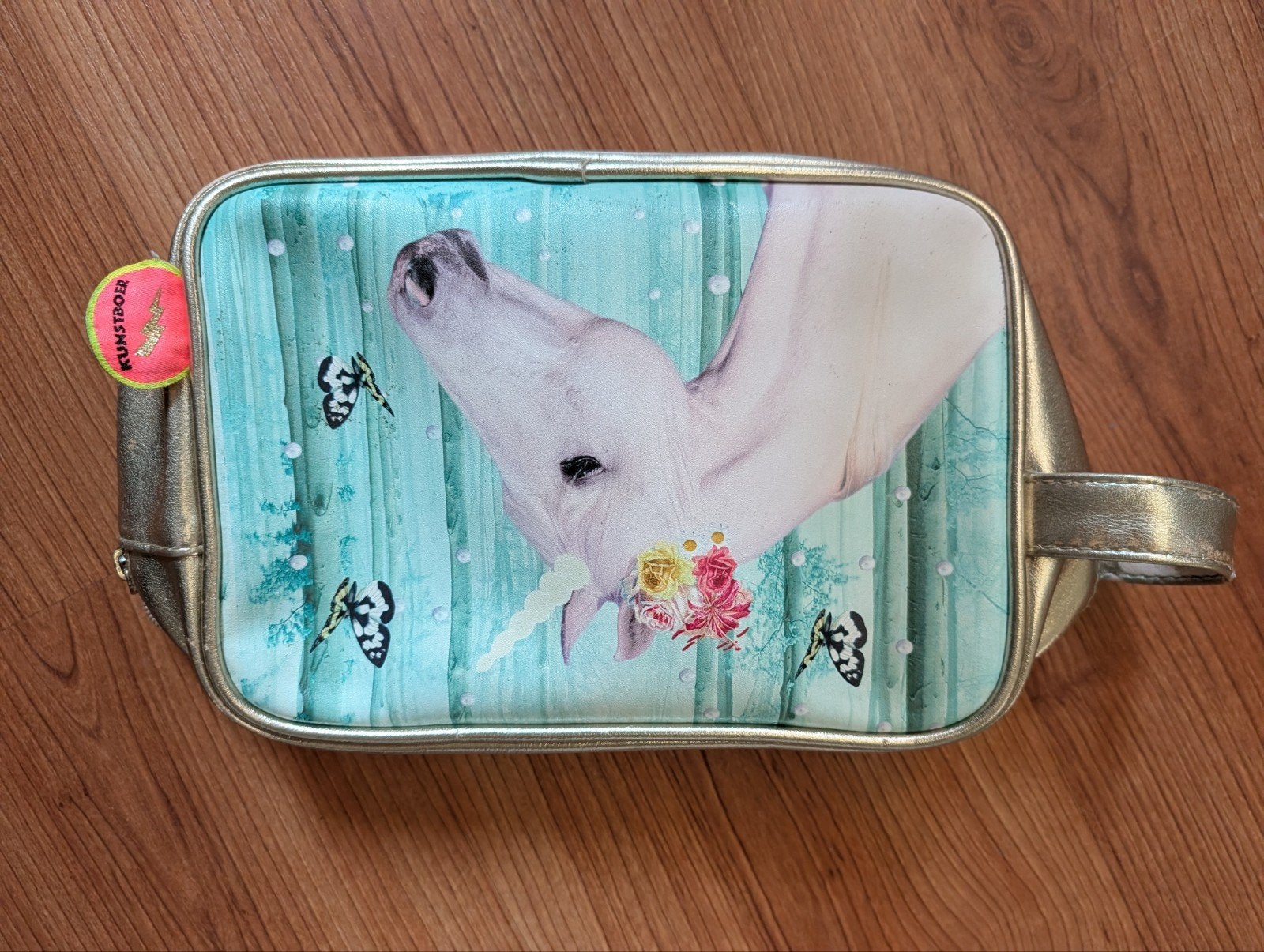 Kunstboer toilettas met eenhoorn en vlinders, Ophalen of Verzenden