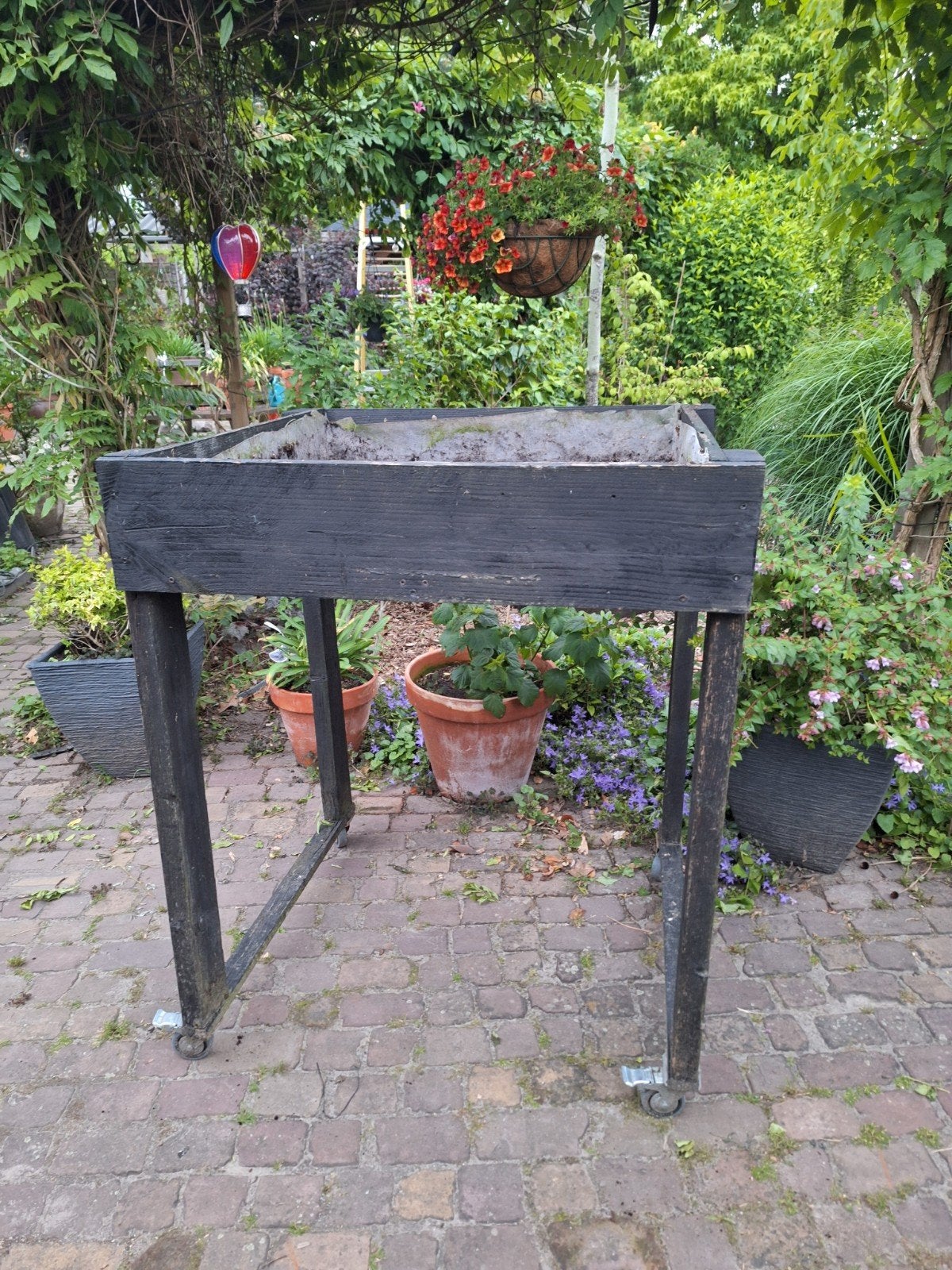 Kruidenbak op wielen, Ophalen, Rechthoekig, Hout