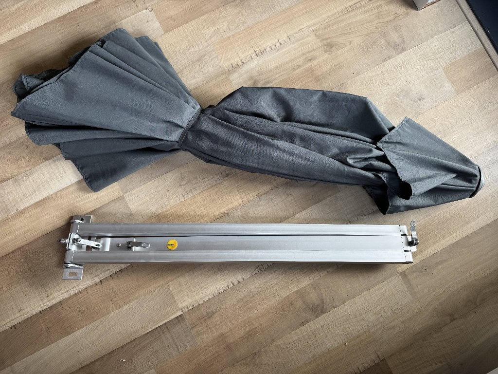 Parasol met muurstandaard, Ophalen, Muurparasol, Verstelbaar, 2 tot 3 meter