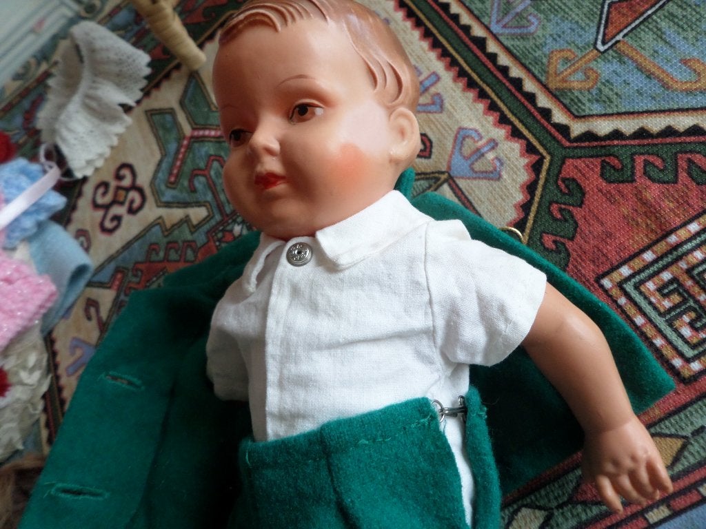 oud popje hardplastic 30 cm, Verzamelen, Poppen, Ophalen of Verzenden, Pop