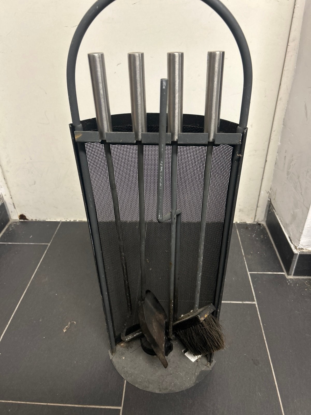 Haardstel met 4 accessoires en standaard, Ophalen of Verzenden, Gebruikt, Vrijstaande haard, Overige soorten