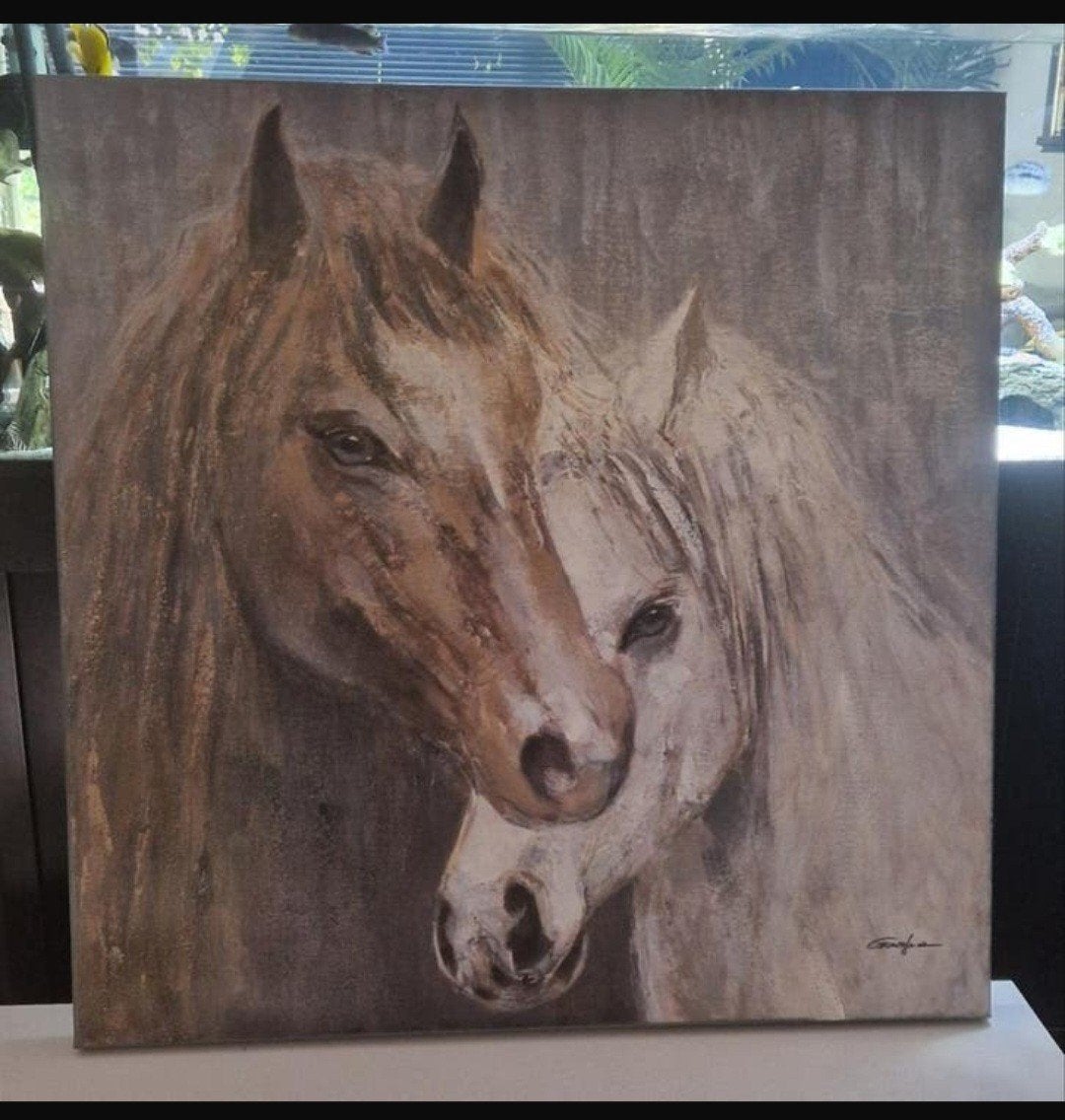 Cannvasdoek met paarden 80x80cm - Intratuin Beemster, Ophalen, 75 tot 100 cm, 75 – 100, Print