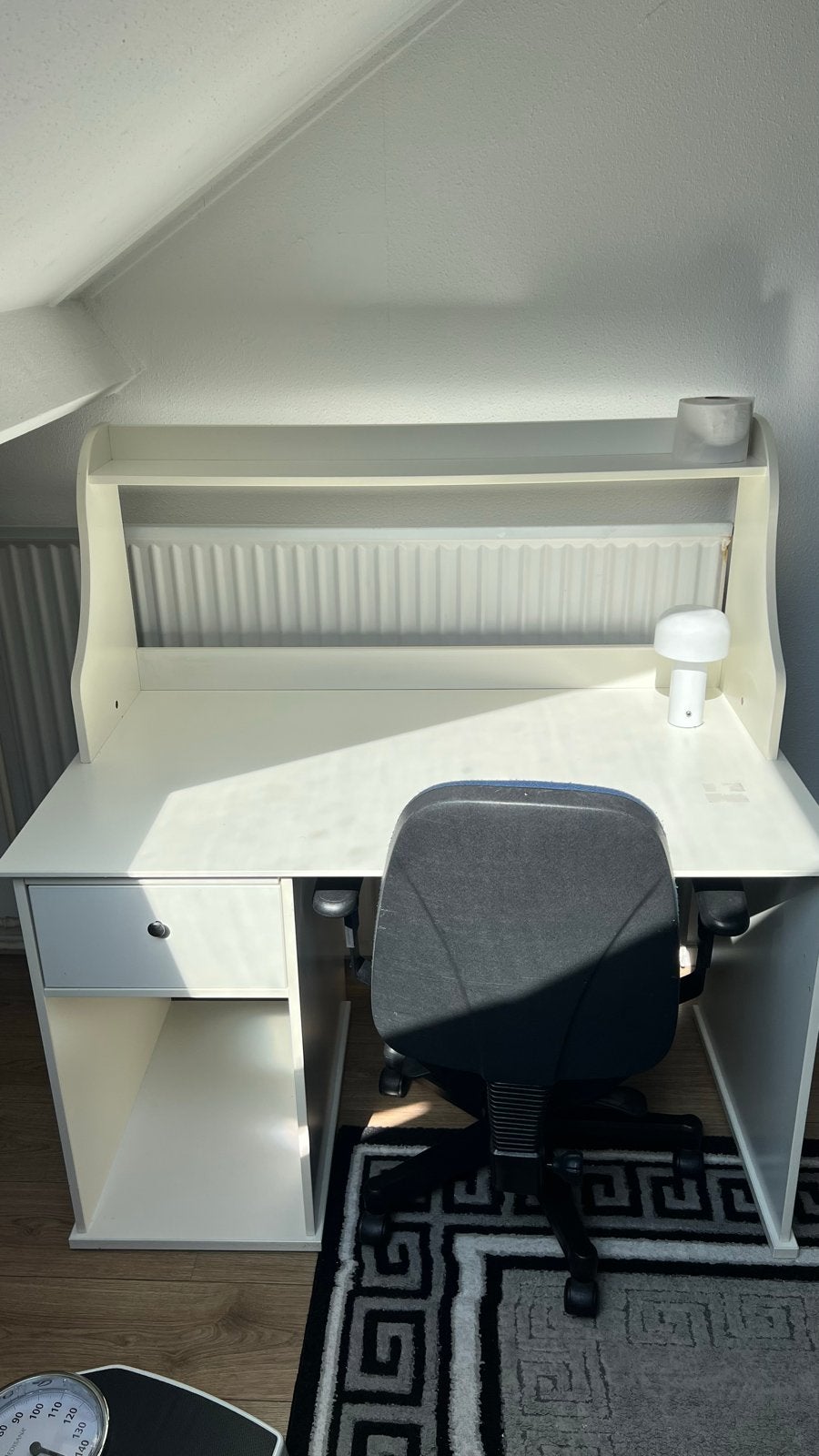 Wit bureau met opzetstuk en lade, Huis en Inrichting, Bureaus, Ophalen, Gebruikt, Met lades, Overige merken