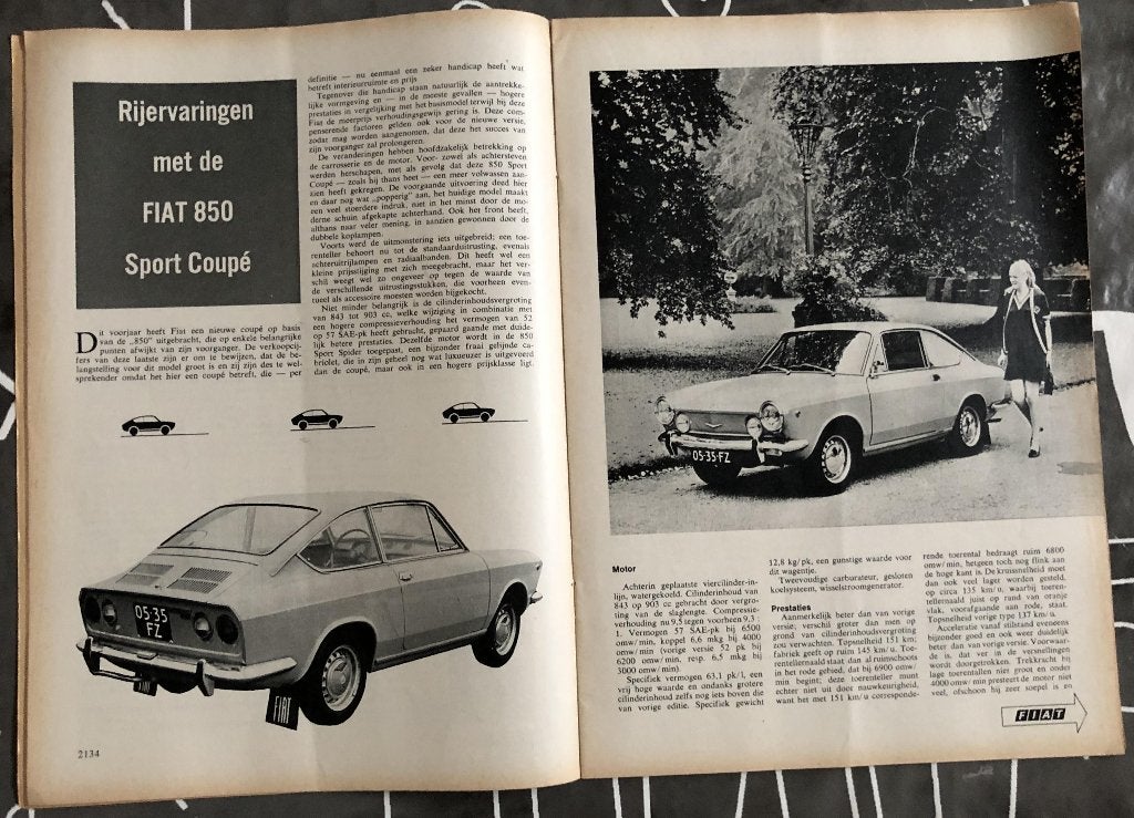 Fiat 850 Coupe ( Sport Coupe ) testen in Autovisie ea, Gelezen, Ophalen of Verzenden, Overige merken, Autovisie