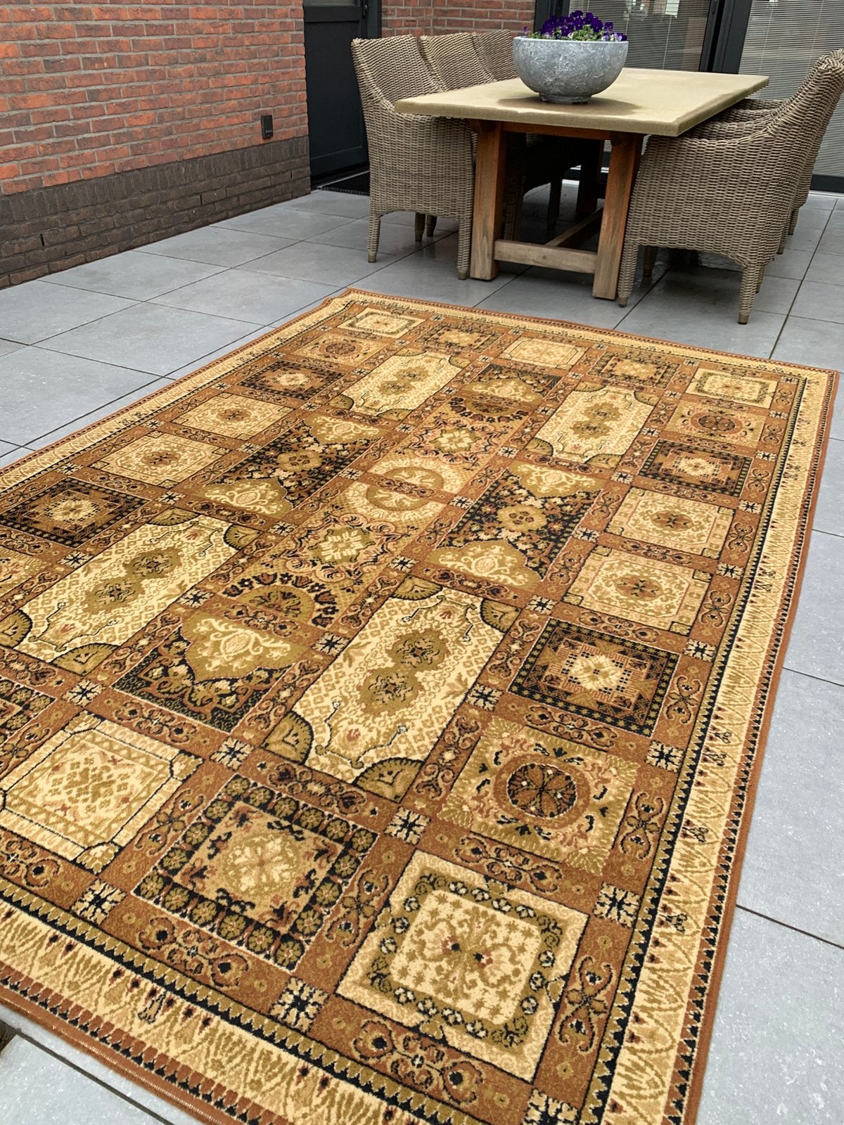 Prachtig Sfeervol Vintage Vloerkleed Zuiver Scheerwol., Ophalen, Bruin, Zo goed als nieuw, 200 cm of meer