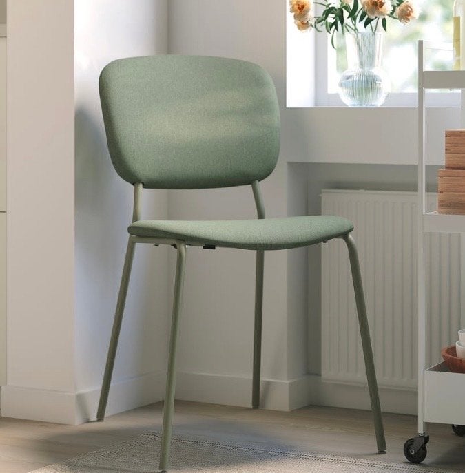 Ikea bijzettafel met stoel, Minder dan 55 cm, Metaal of Aluminium, Rond, Zo goed als nieuw