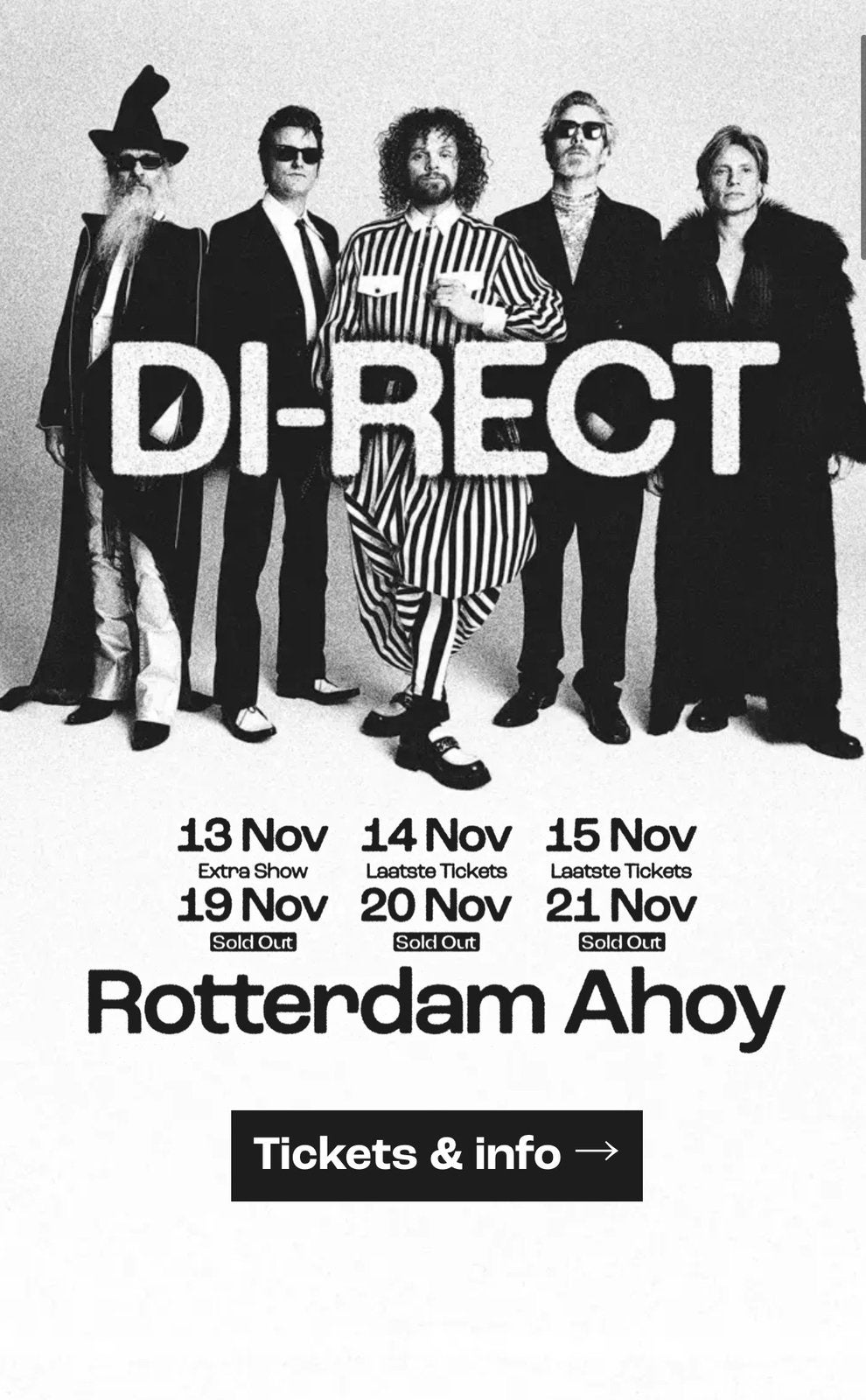 4x tickets - Di-rect - donderdag 19-11-2026 Ahoy, Drie personen of meer, November