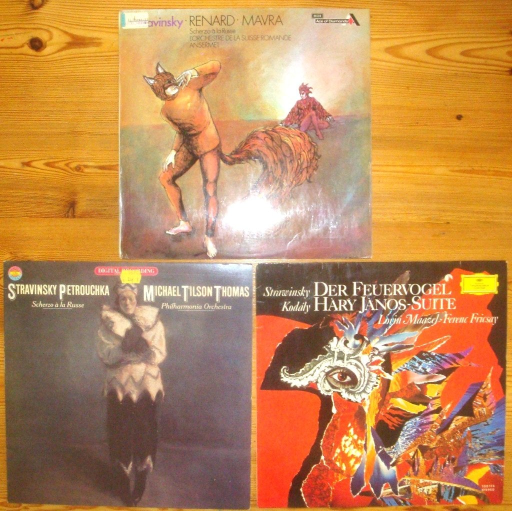 3 LP's Stravinsky (en Kodály): Renard en Mavra; Petrouchka;, LP, Stravinsky, Overige formaten, Modernisme tot heden