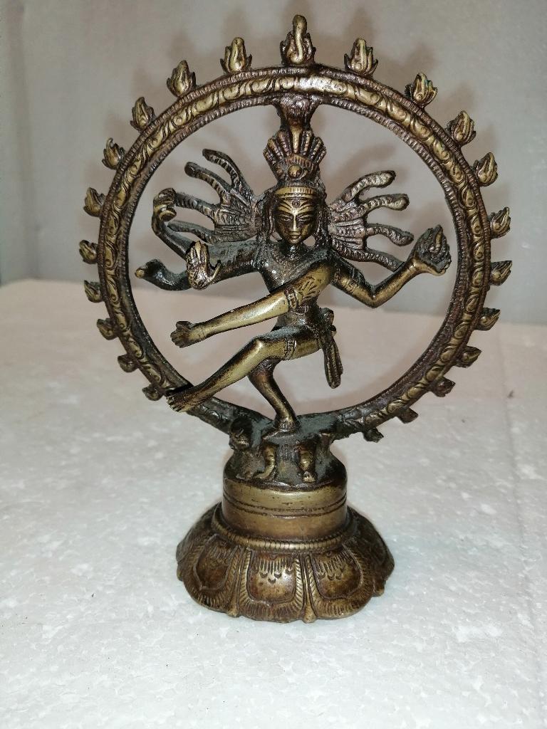 Beeld, Shiva Nataraja en Ganesha - 14cm - Brons, Ophalen of Verzenden, Zo goed als nieuw, Religie