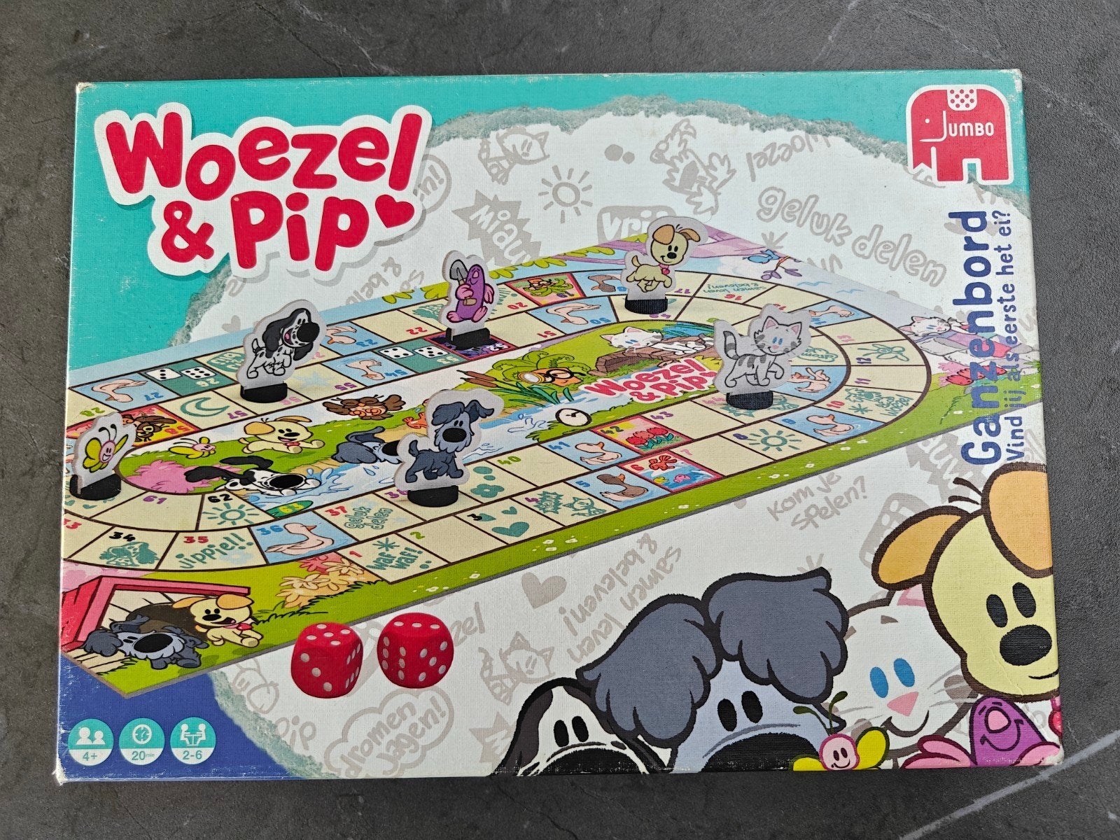 Ganzenbord Woezel & Pip, Hobby en Vrije tijd, Ophalen, Gebruikt