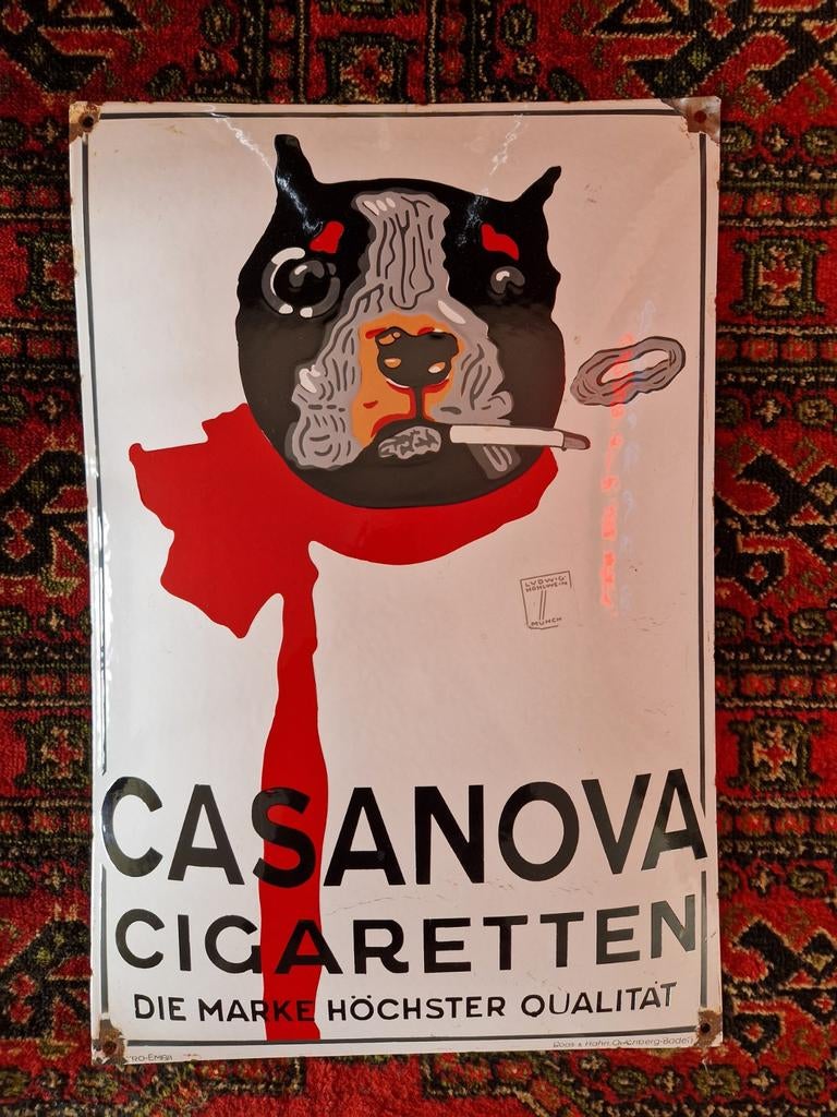 Emaillebord Casanova cigaretten 1960, Ophalen of Verzenden, Gelezen