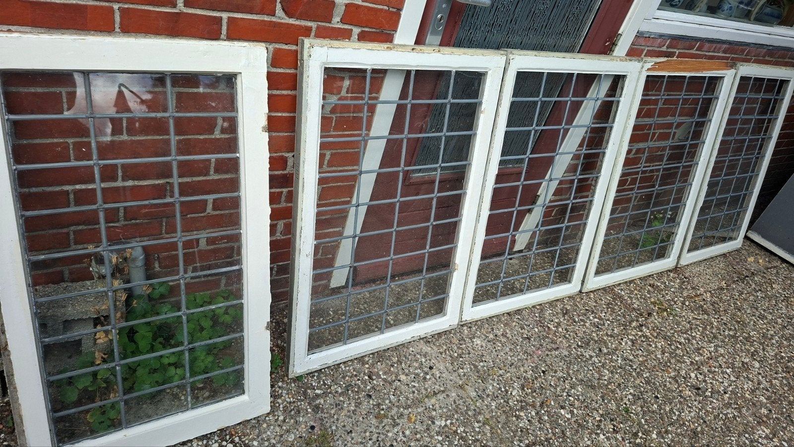 5 glas in lood ramen v 150,- uit boedel, Ophalen, Gevelraam of Ruit, Minder dan 80 cm, Minder dan 80 cm