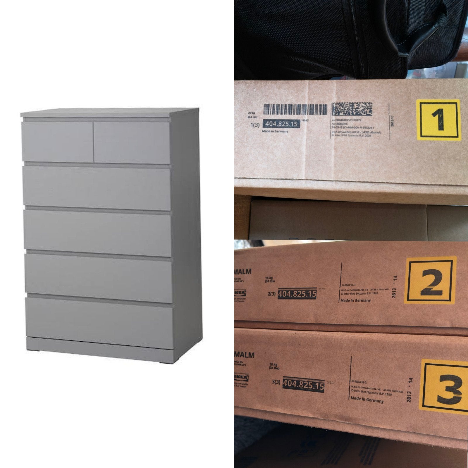 Ikea Malm NIEUW IN DOOS grijs 6 lades ladekast 80x123cm, Huis en Inrichting, Ophalen, 5 laden of meer, 100 tot 150 cm, Nieuw