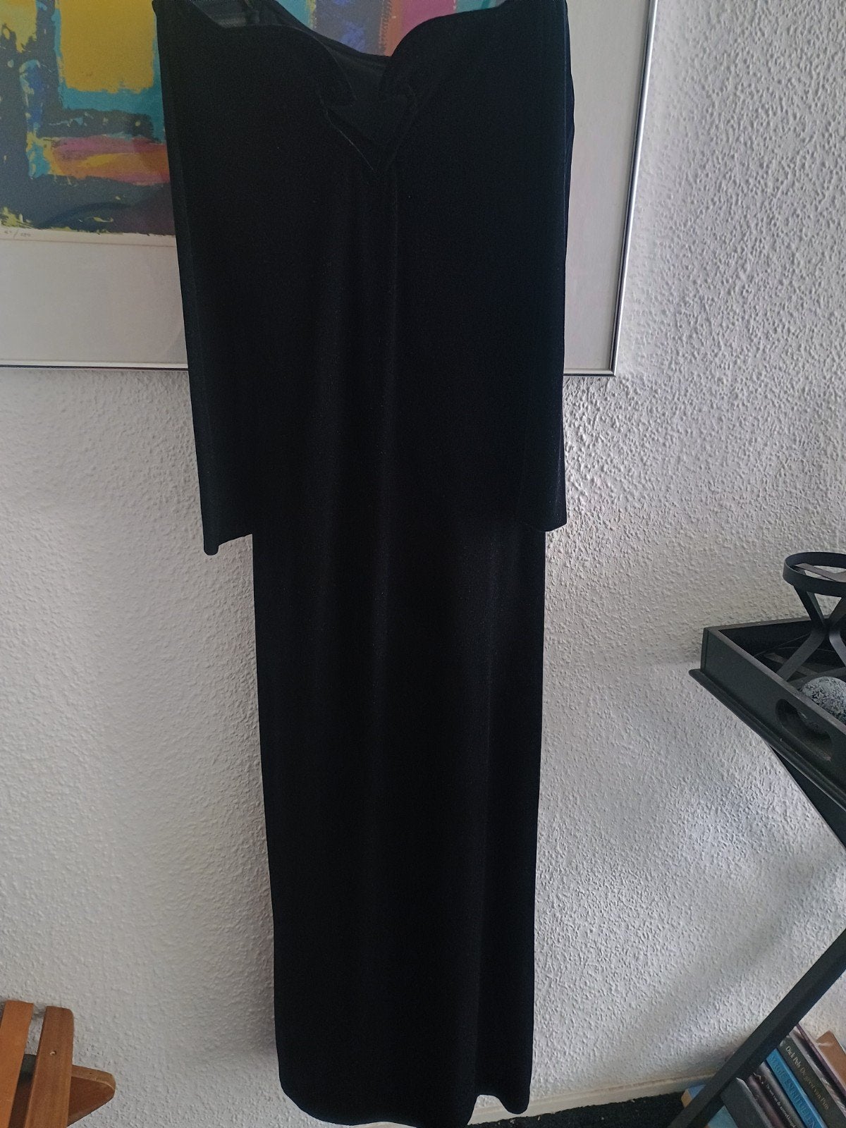 Lange japon in zwart fluweel S, Maat 38/40 (M), Overige typen, Zwart, Ophalen of Verzenden