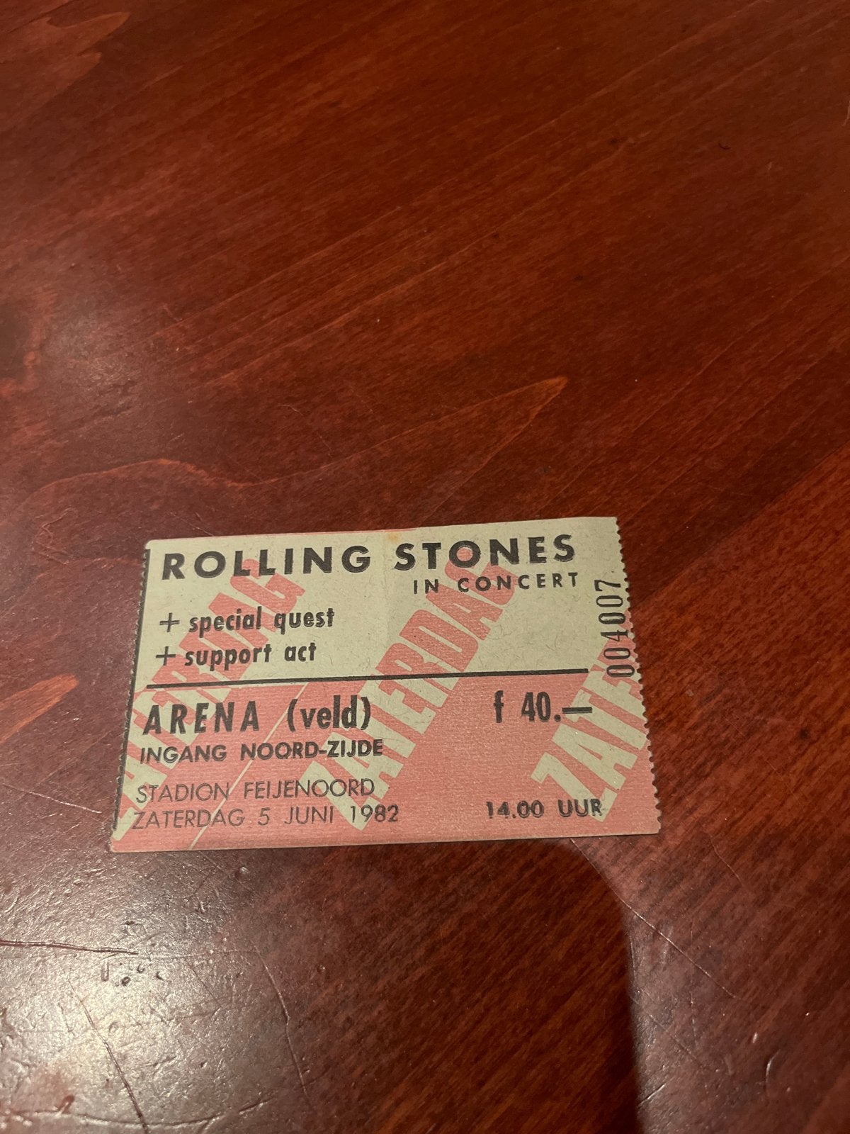 Concert kaartje rolling stones 1982