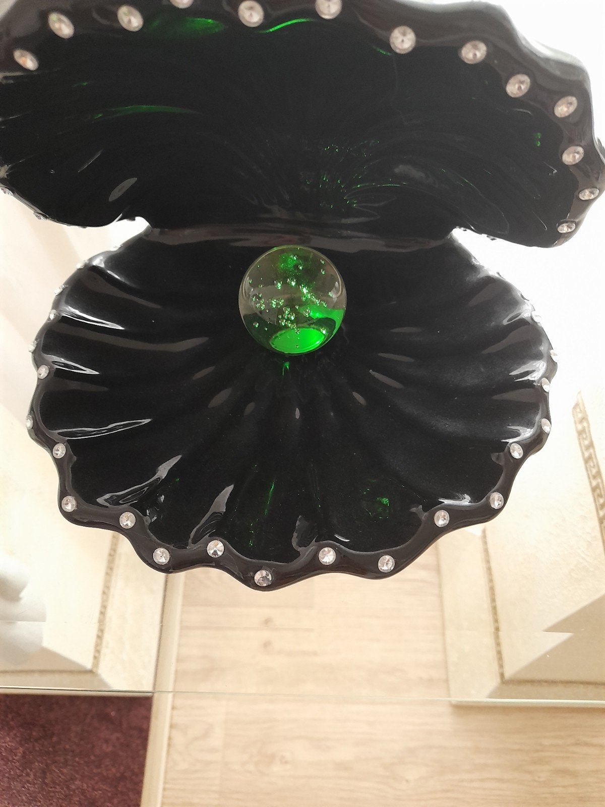 Decoratieve Schelp met Lichtgevende Parel, Ophalen, Zwart, Kunststof, Zo goed als nieuw