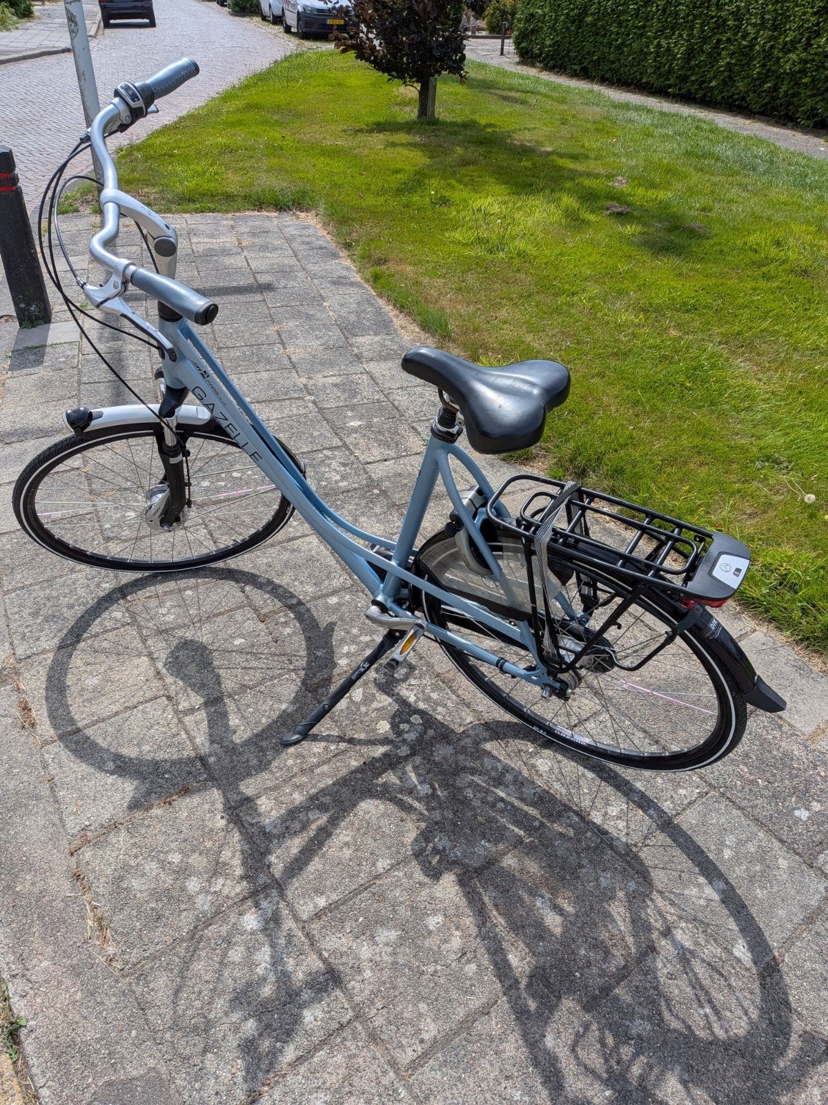 Gazelle damesfiets - Lichtblauw, 7 versnellingen, Ophalen, Gebruikt, Velgrem, Versnellingen