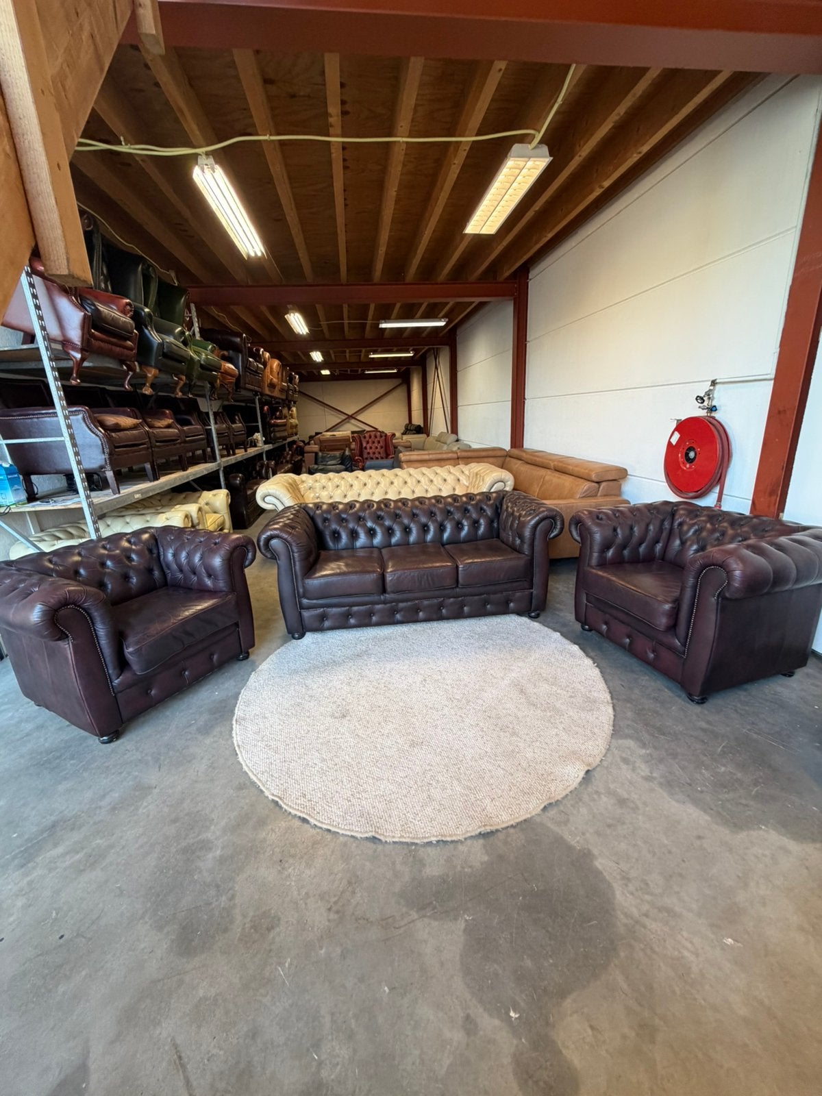 Chesterfield bankstel set 3 1 1 zits bank fauteuils Z.G.A.N, Antiek en Kunst, Antiek | Meubels | Stoelen en Banken, Verzenden