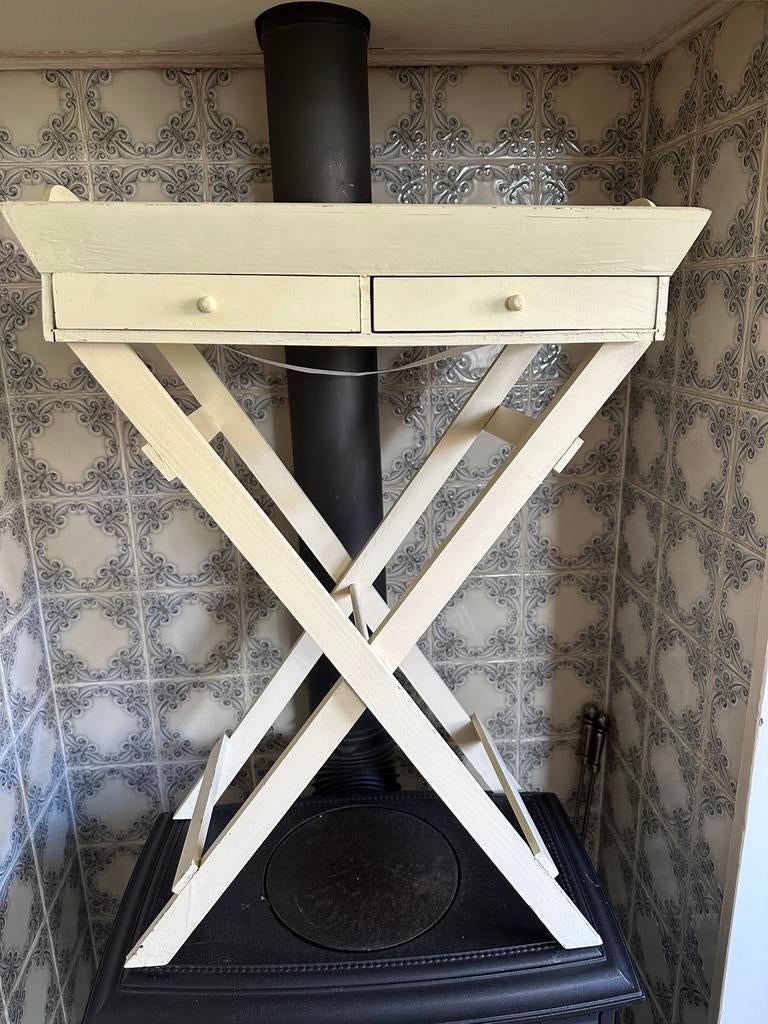 Butlertray met 2 laadjes, Gebruikt, 50 tot 100 cm, Ophalen of Verzenden, Overige houtsoorten