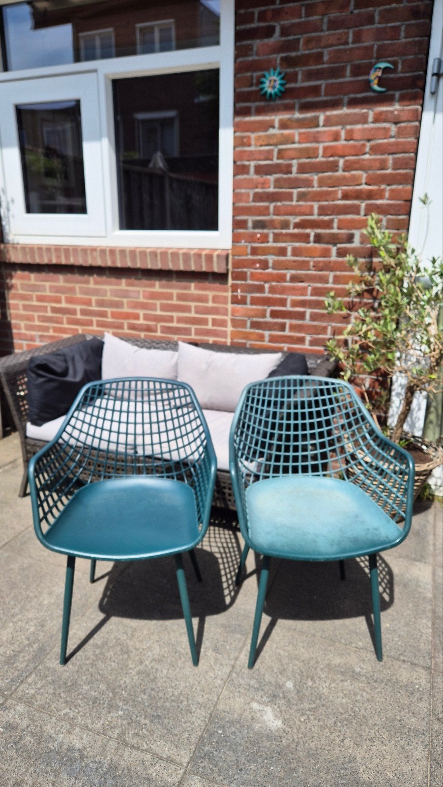 2 groene tuinstoelen GRATIS, Tuin en Terras, Tuinstoelen, Ophalen, Gebruikt, Kunststof