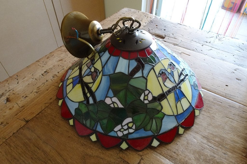 Tiffany hanglamp, Ophalen of Verzenden, Gebruikt, Glas