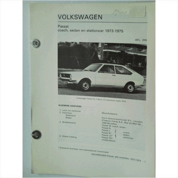 Volkswagen Passat Vraagbaak losbladig 1973-1975 #1 Nederland, Ophalen of Verzenden, Gelezen, Volkswagen