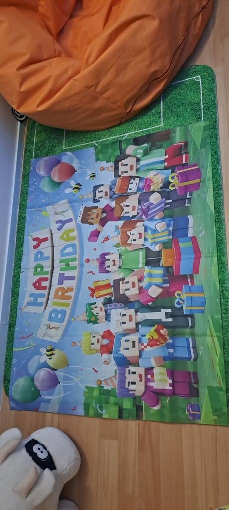 Minecraft Happy Birthday Muurdecoratie, Ophalen, Zo goed als nieuw, Versiering, Verjaardag