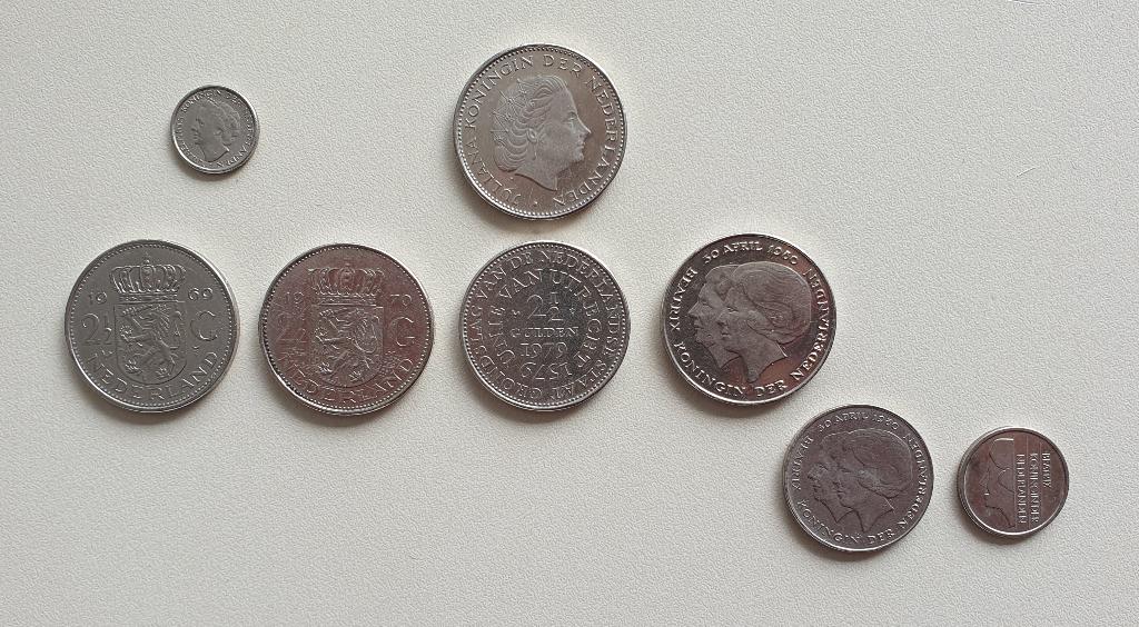 Setje guldenmunten Wilhelmina, Juliana, Beatrx, Postzegels en Munten, Munten | Nederland, Ophalen of Verzenden, Koningin Juliana