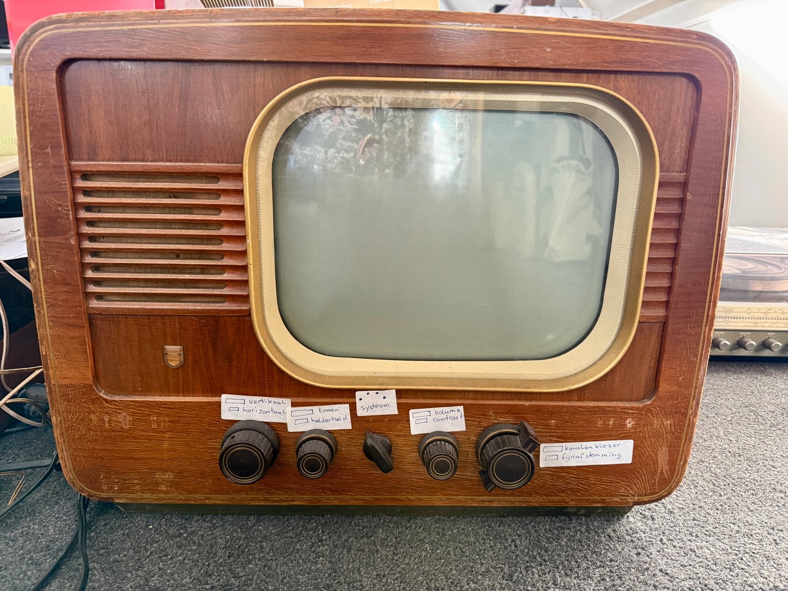 Vintage Philips TV - Type 14 TX 113A/02 1955/1956, Ophalen, Niet werkend, Minder dan 40 cm, Philips