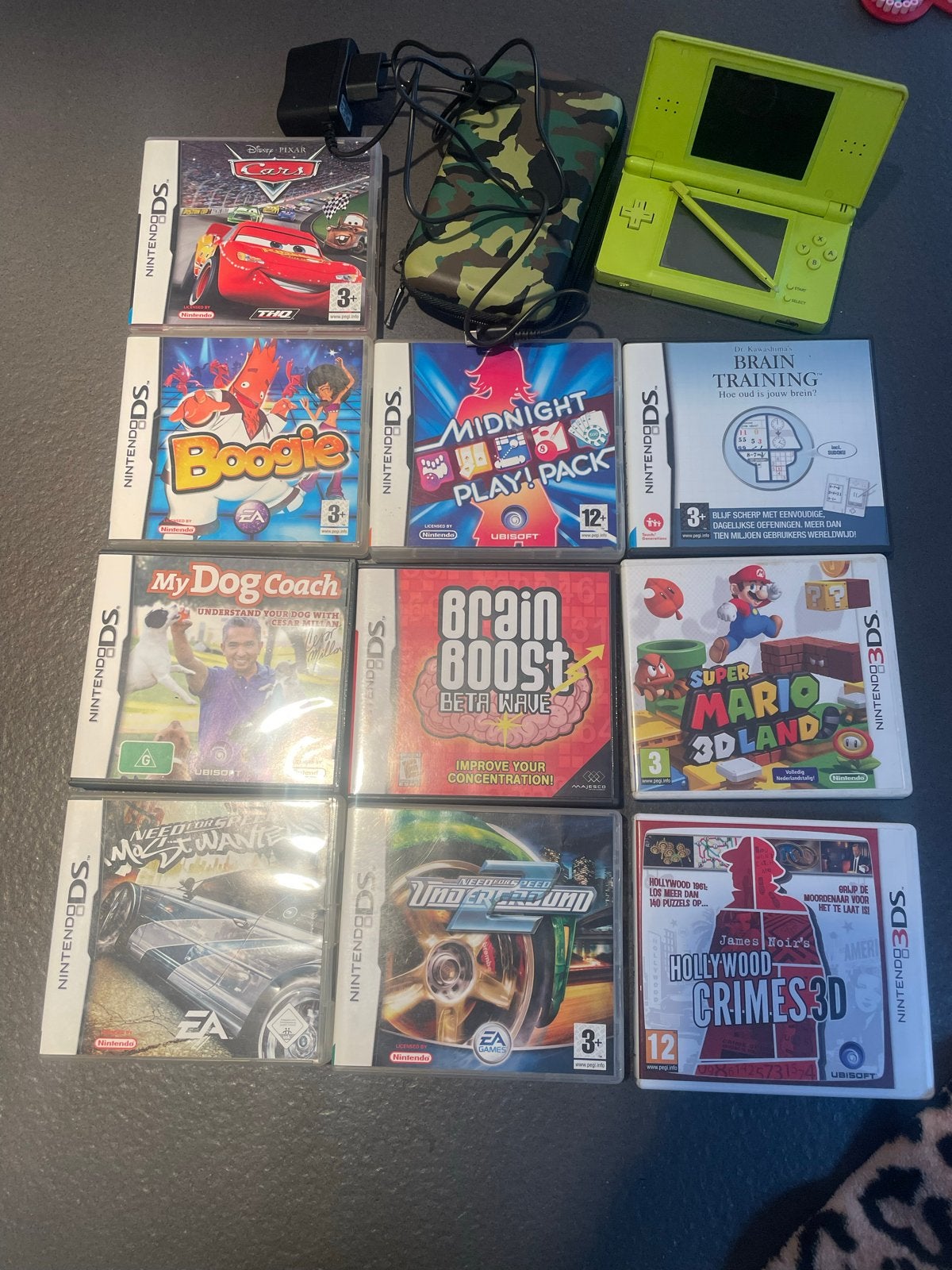 Nintendo DS Lite Lime Groen met 10 games en accessoires, Met games, Gebruikt, Overige kleuren, Ophalen of Verzenden