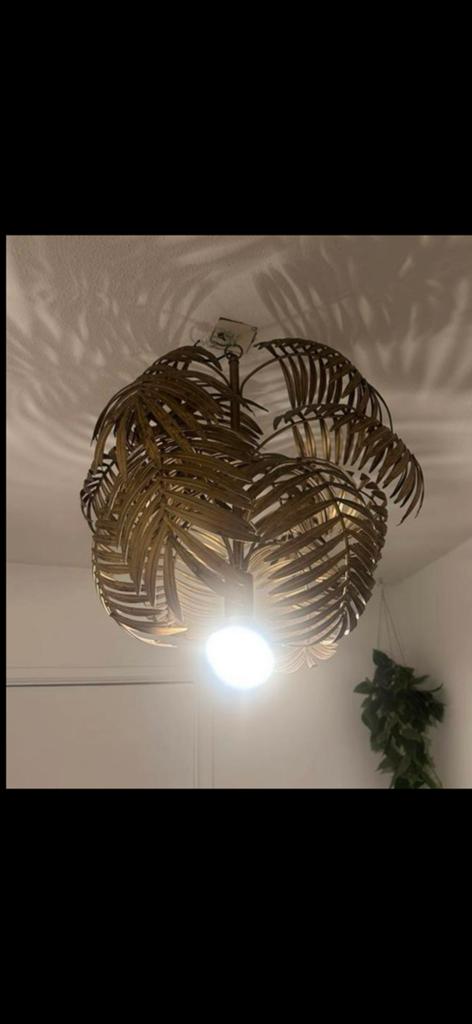 Palm palmblad palmboom lamp kroonluchter goud plafondlamp, Huis en Inrichting, Lampen | Hanglampen, Ophalen, Zo goed als nieuw