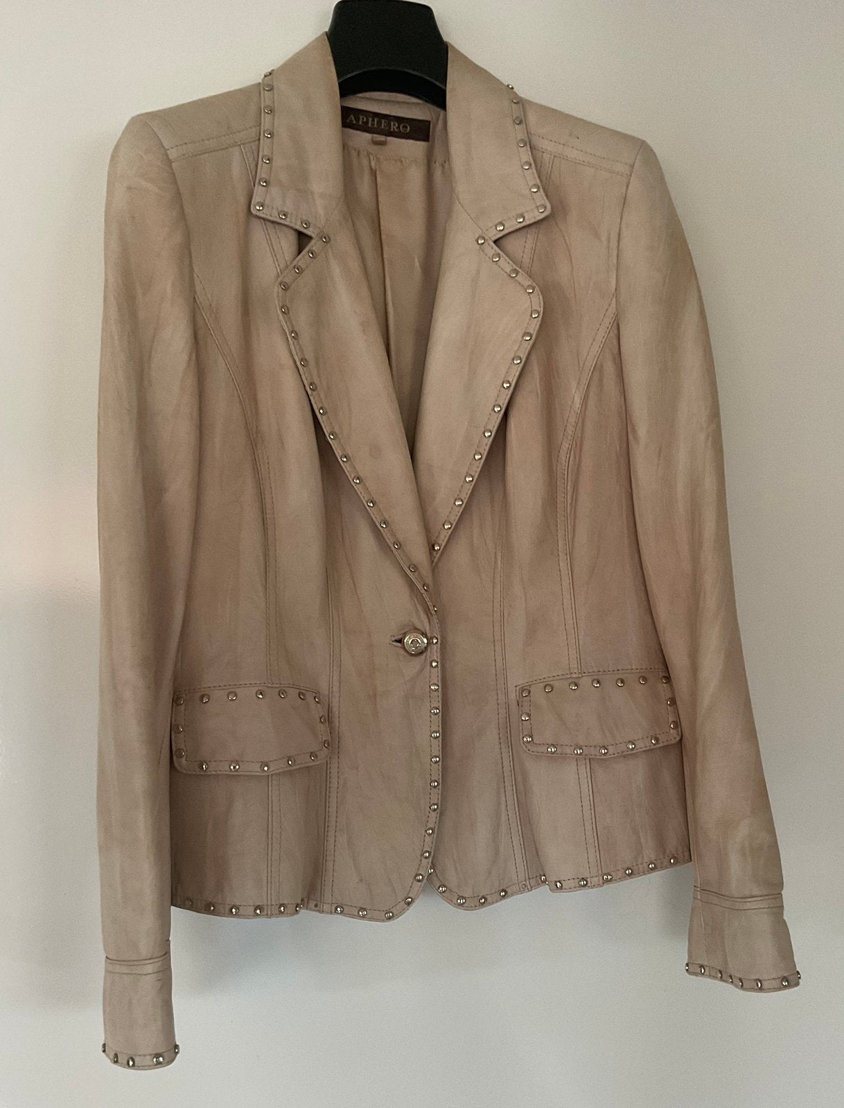 APHERO LEREN JASJE (42), Beige, Maat 42/44 (L), Ophalen of Verzenden, Jasje