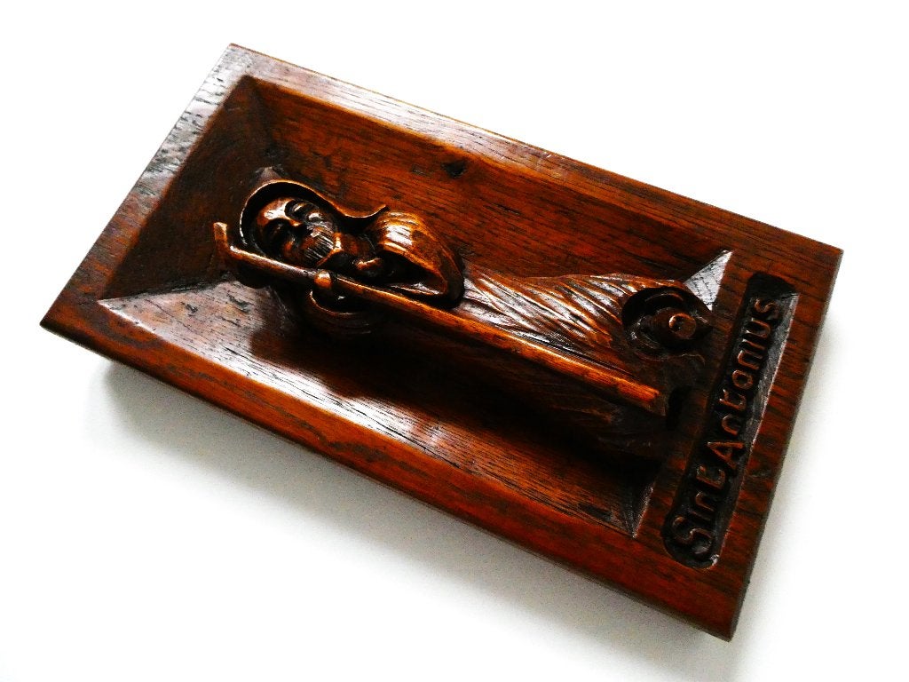 Wanddecoratie beeld Heilige Antonius varken kluizenaarsstaf, Antiek en Kunst, Ophalen of Verzenden