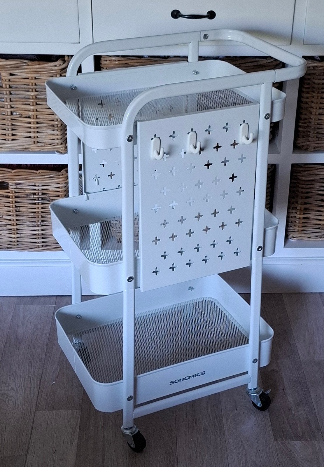 Trolley met pegboard, haken en bakjes, Ophalen, Zo goed als nieuw, Overige typen, Overige merken