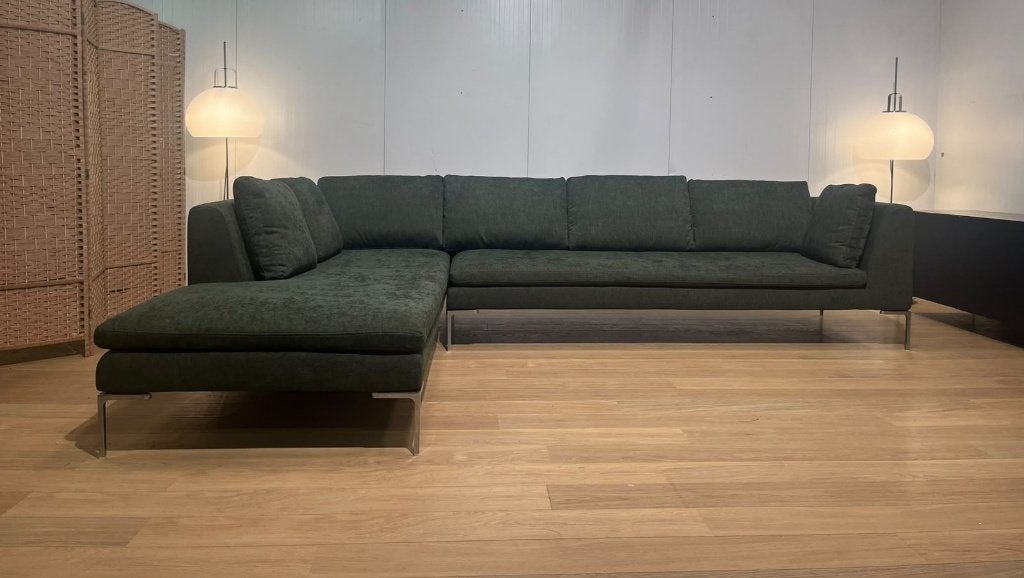 NIEUW B&B Italia Charles Hoekbank Groen NP 17.500 + GARANTIE, Hoekbank, Www.designplaats.nl, B&B Italia, Vierpersoons of meer
