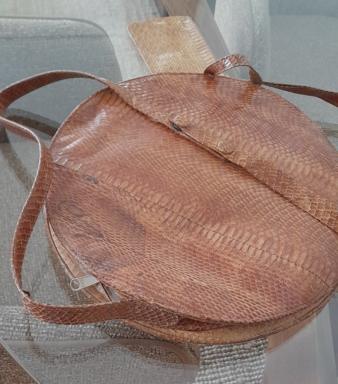 Fred de la Bretoniere ronde schoudertas, vintage, Ophalen of Verzenden, Bruin