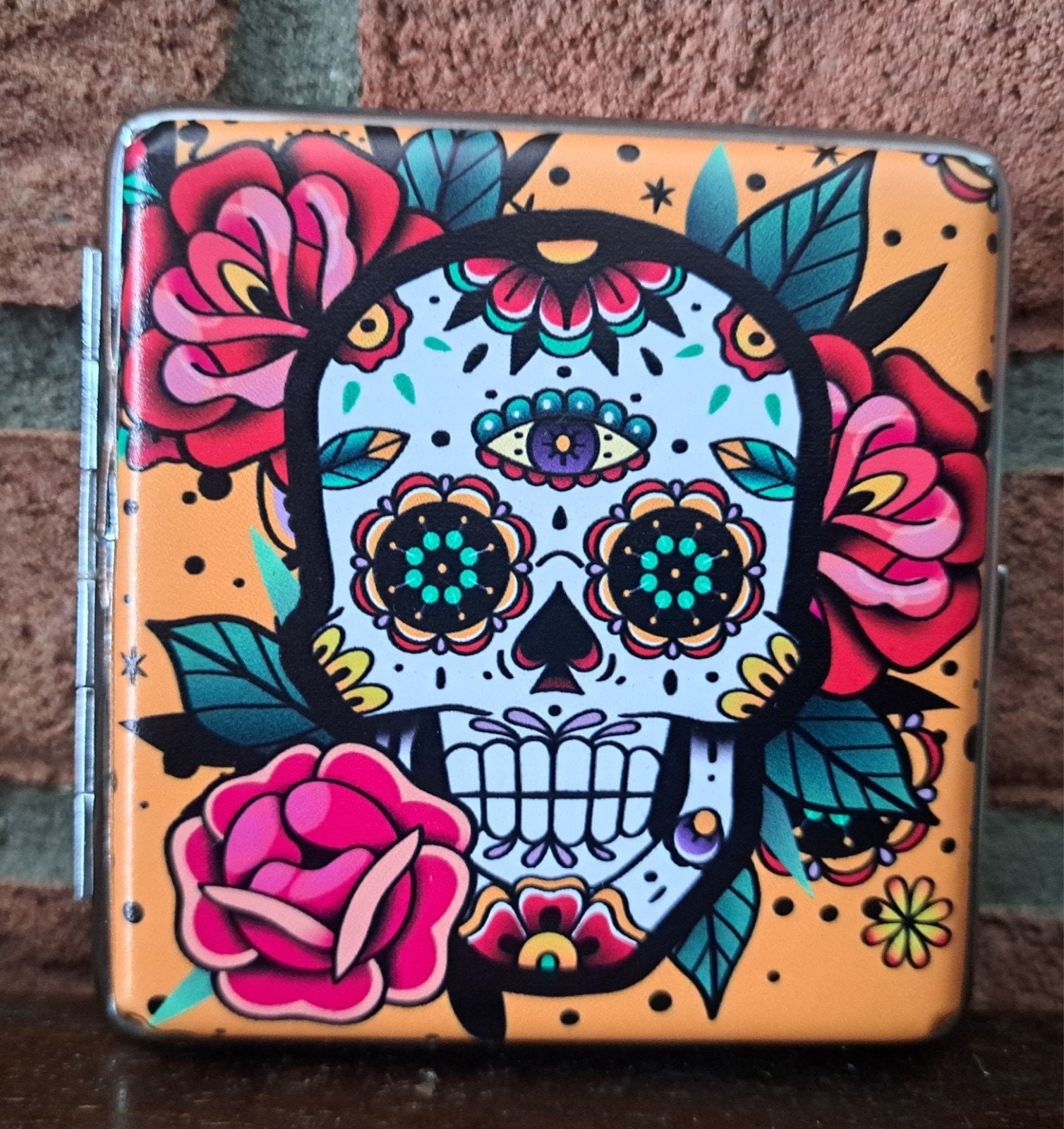 Champ sigarettenkoker skulls & flower 20 sigaretten  oranje, Ophalen of Verzenden, Nieuw, Overige typen