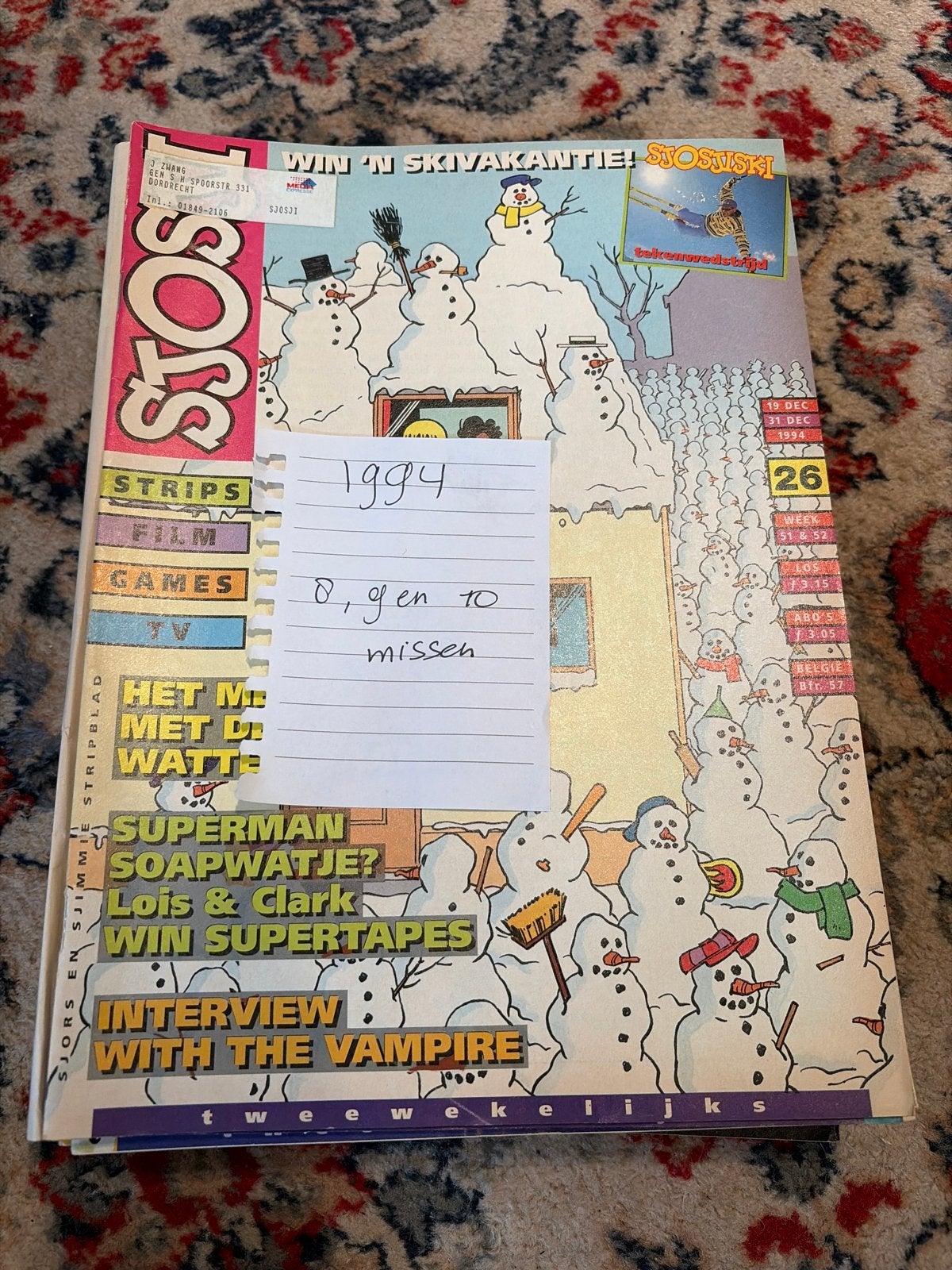 Sjors en Sjimmie Stripblad 1994 ( 8,9 en 10 ontbreken), Eén stripboek, Ophalen of Verzenden, Gelezen