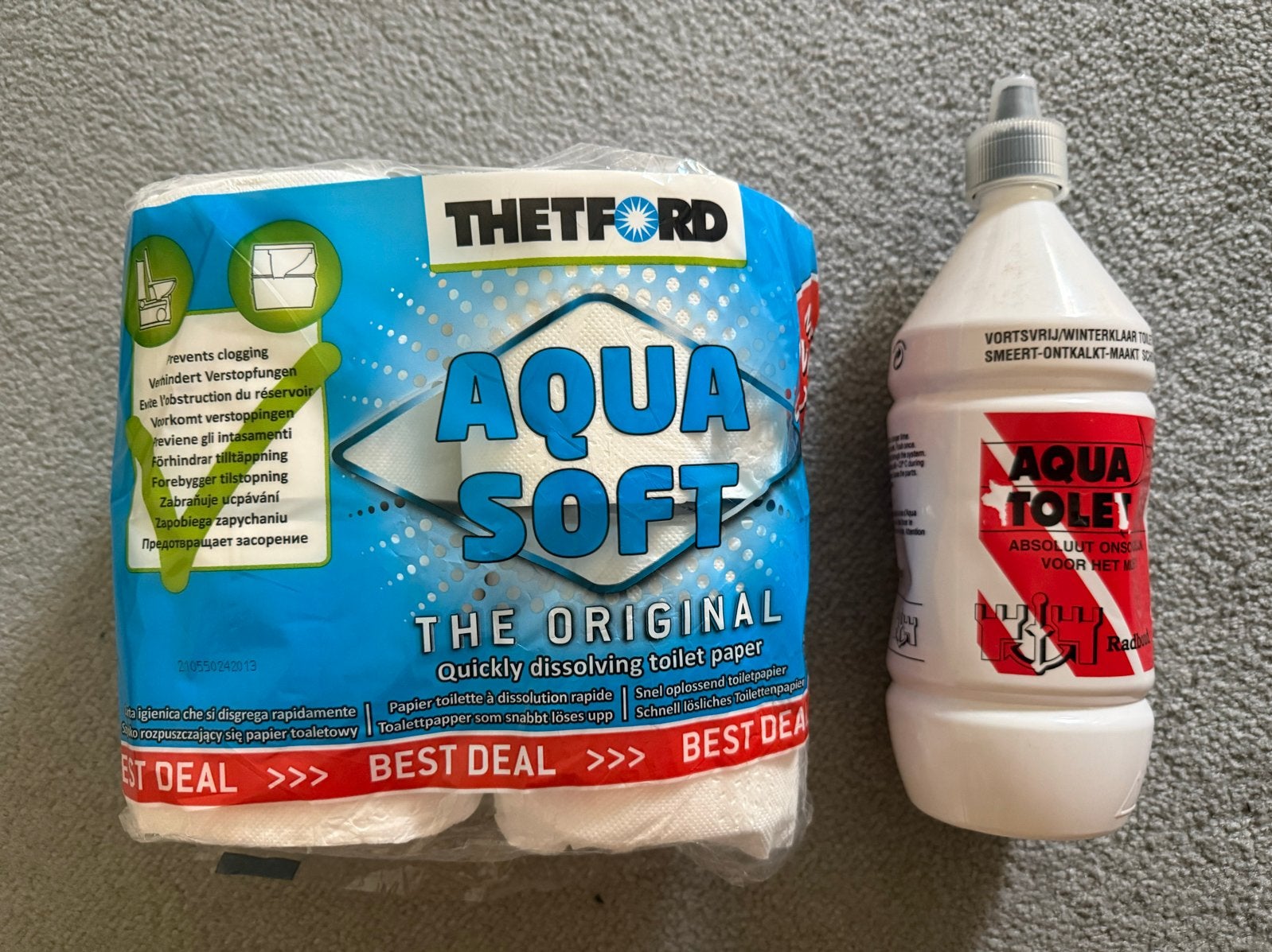 Thetford Aqua Soft toiletpapier en Aqua Tole vloeistof, Caravans en Kamperen, Ophalen of Verzenden, Zo goed als nieuw