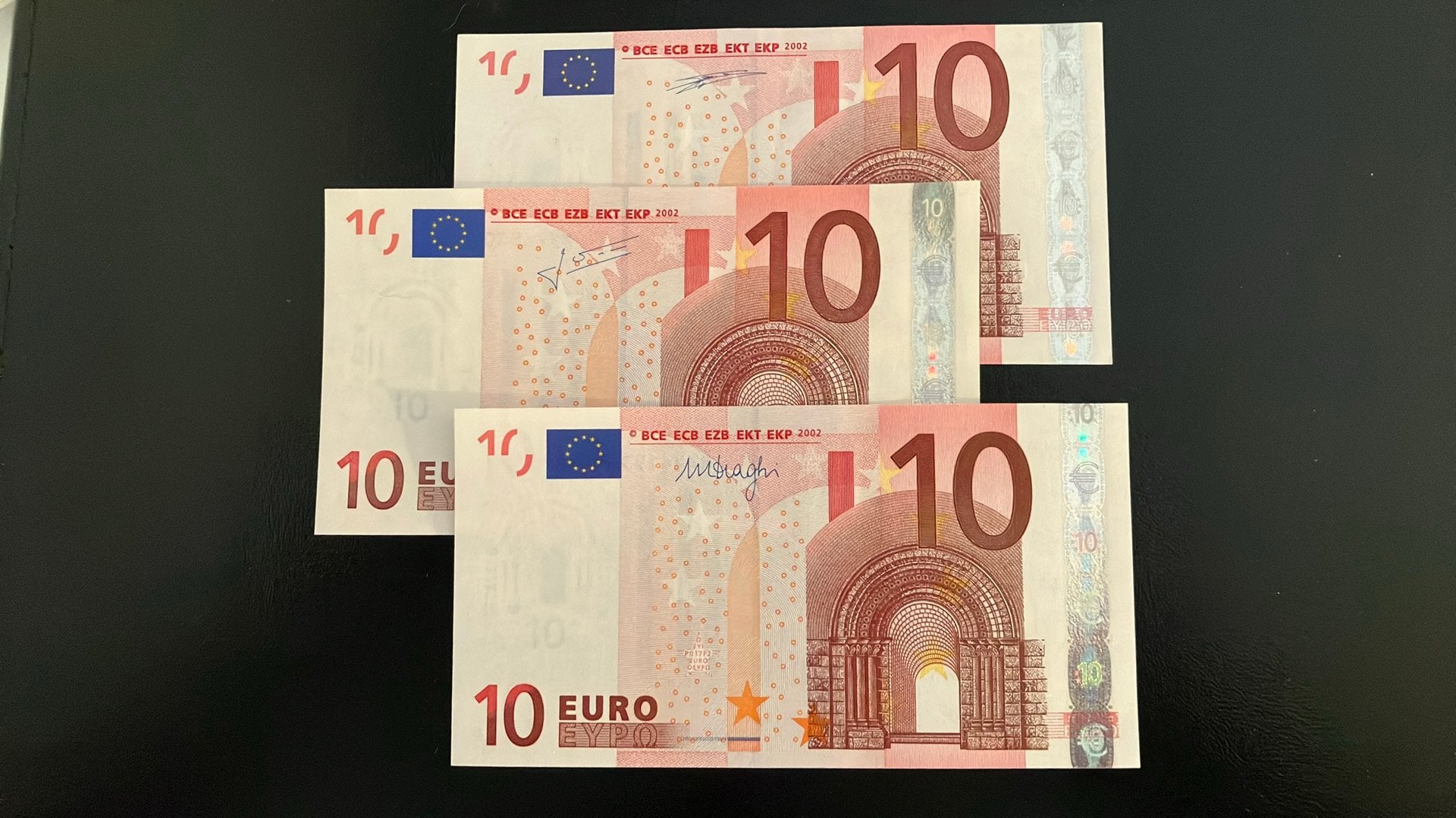 3x €10,- biljet eerste serie met alledrie de handtekeningen, Postzegels en Munten, Bankbiljetten | Europa | Eurobiljetten, Ophalen of Verzenden