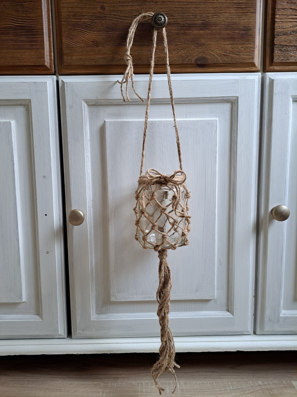 Handmade macrame windlicht hanger, Ophalen of Verzenden, Nieuw, Overige materialen, Minder dan 25 cm