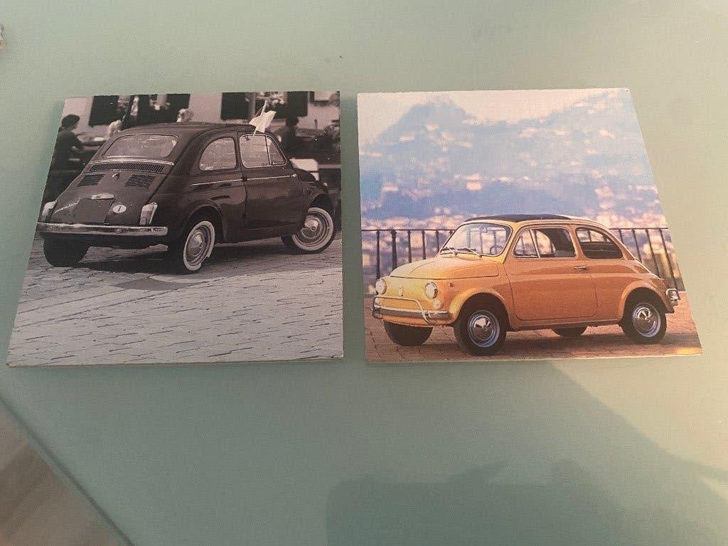 Fiat 500 0nderzetters, Huis en Inrichting, Hout, Glasonderzetter, Ophalen of Verzenden, Geel