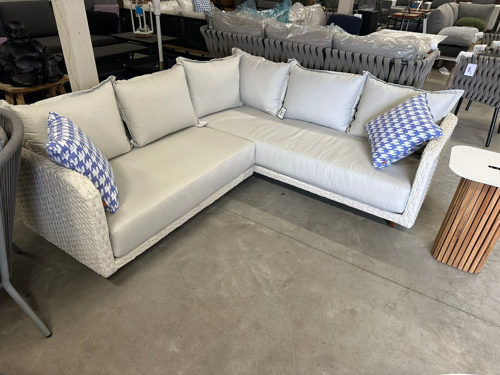 OPRUIMING: loungeset off white met plat breed touw nu €399,-, Roystore.nl@gmail.com, Ophalen of Verzenden, Loungeset, Roystore