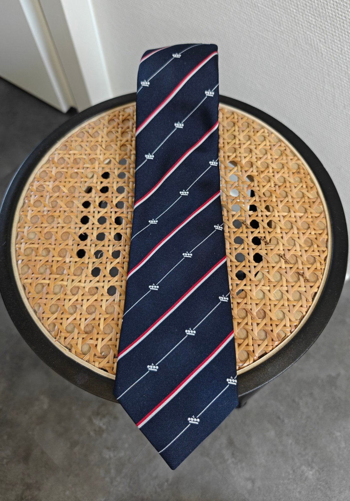 Vintage KLM Stropdas - The Society Shop - Made in Italy, Blauw, Ophalen of Verzenden, Met patroon, Gedragen